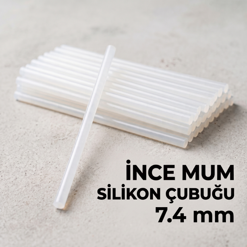 İnce Mum Silikon Çubuğu - 7.4 mm Şeffaf - 1 Kilogram