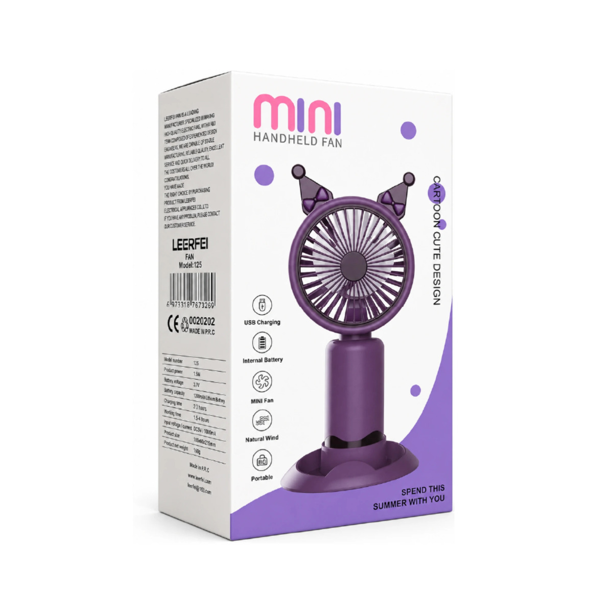 ŞARJLI MİNİ EL FANI-MOR