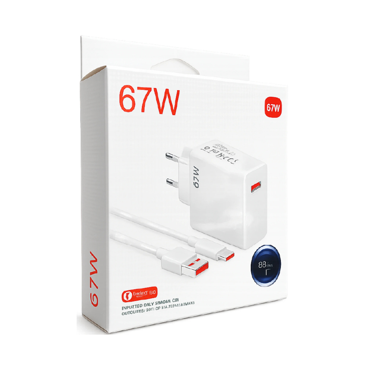 67W Type-C Kablo Ev Şarj Seti Turbo